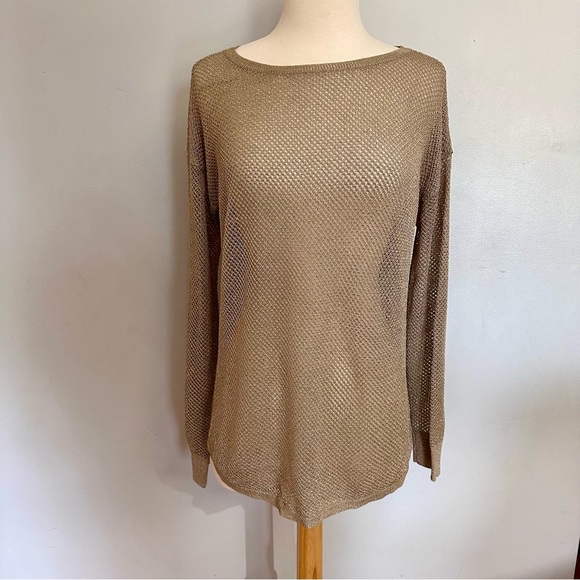 Michael Kors metallic gold open weave sweater size S - Picture 1 of 9